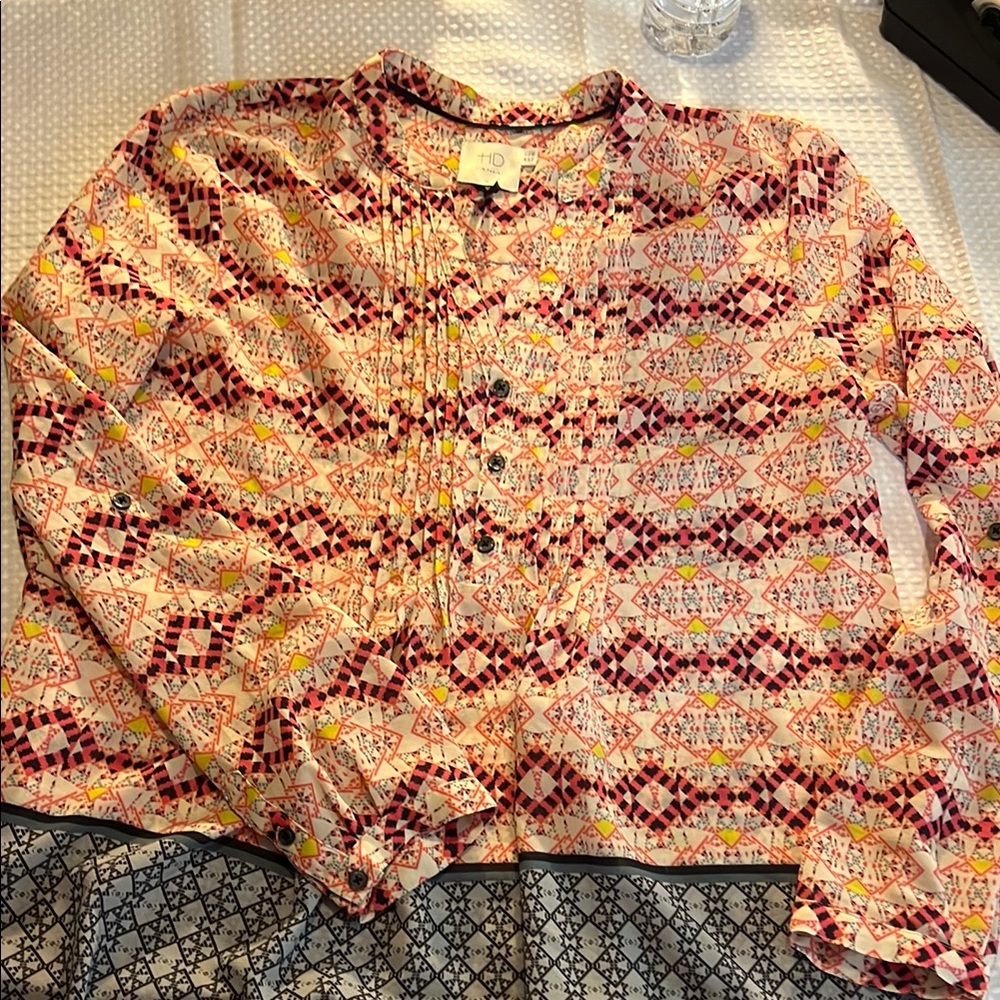 HD in Paris Red and Yellow Patterned Blouse